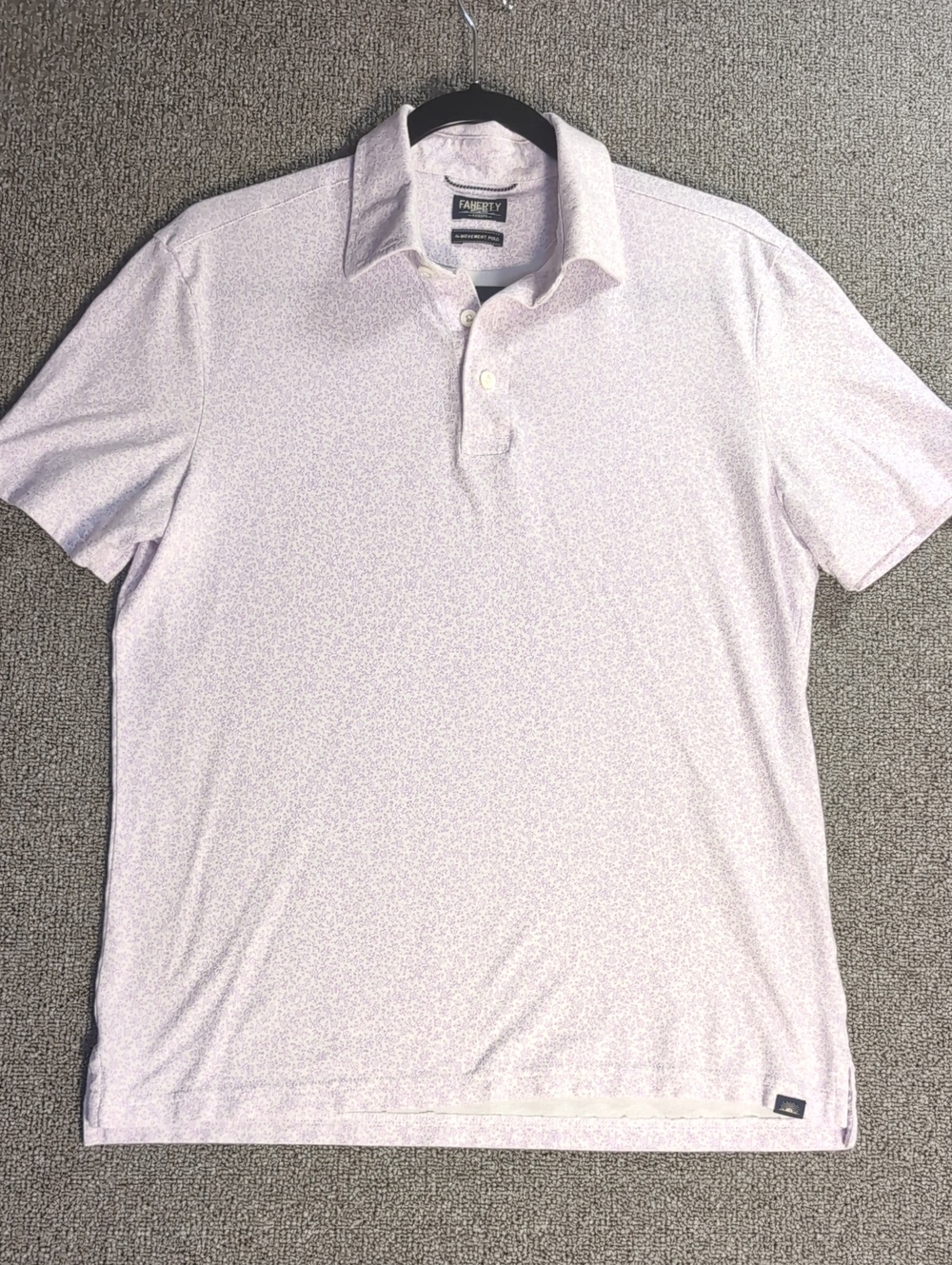Faherty Reserve The Movement Polo Shirt Lavender Floral Stretch MKS25 Size Small